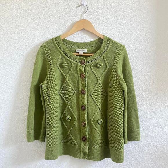Olive Green Round Neck Cardigan - Picture 1 of 5